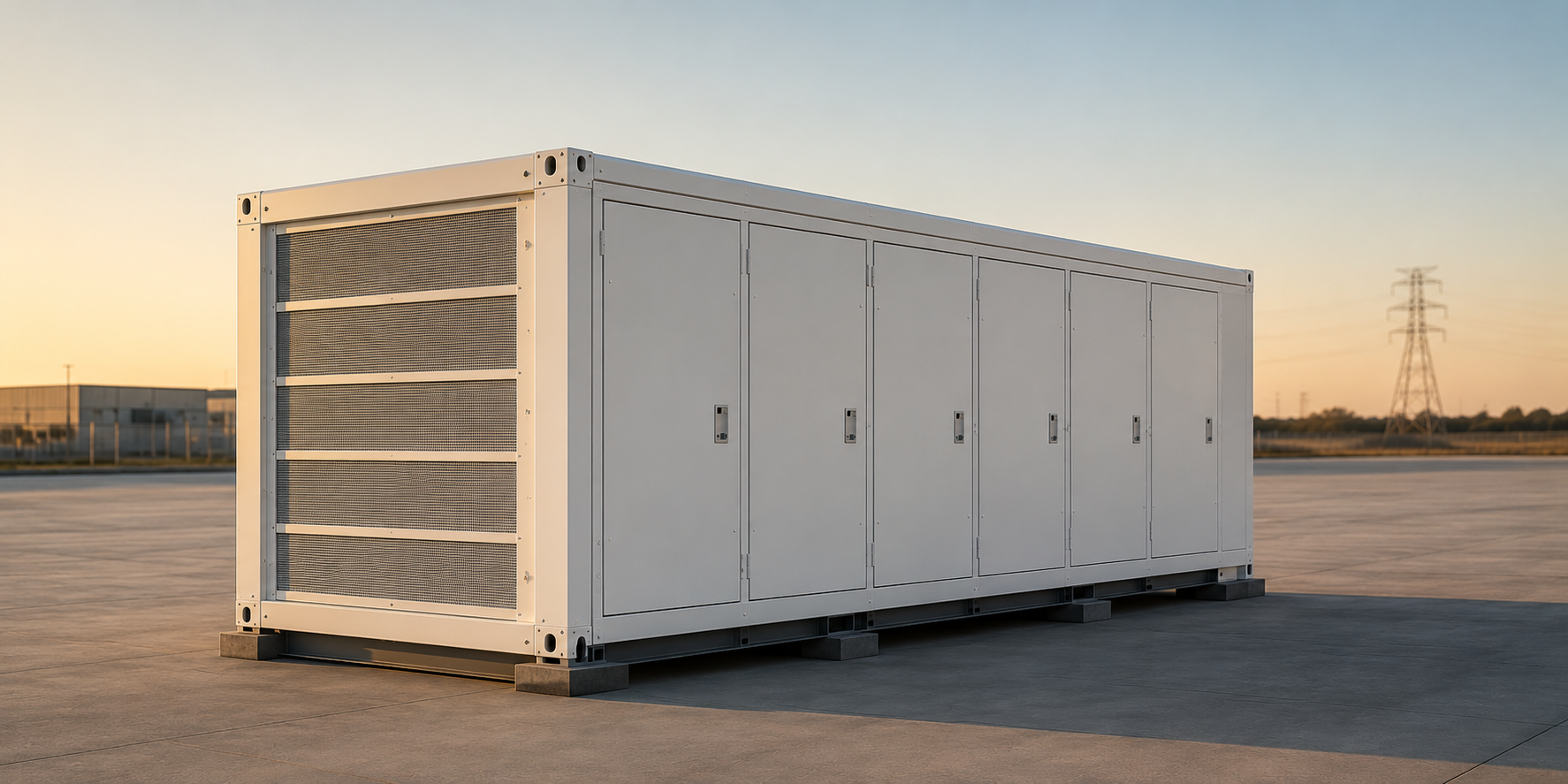 Nord-Cell containerized battery energy storage system at golden hour